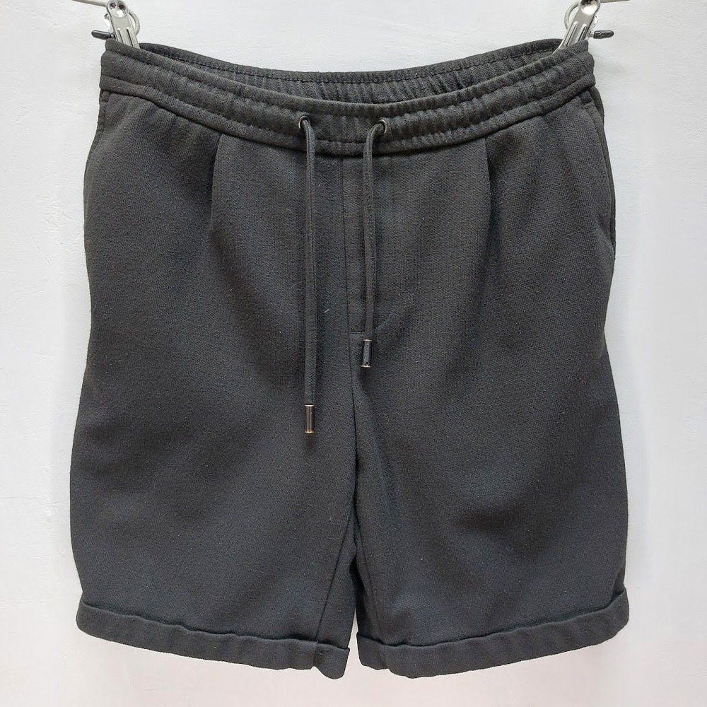 Zara Textured Knit Shorts Men's M Black Drawstring Elastic Waist Casual